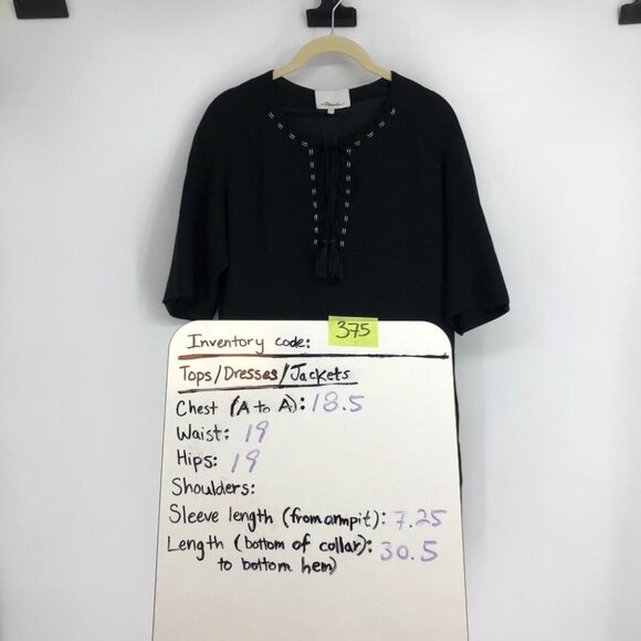 3.1 Phillip Lim black short sleeve kaftan style bohemian mini dress size 2 - Picture 14 of 15